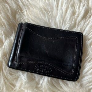 Filson Dark Brown Leather Wallet with Silver Money Clip